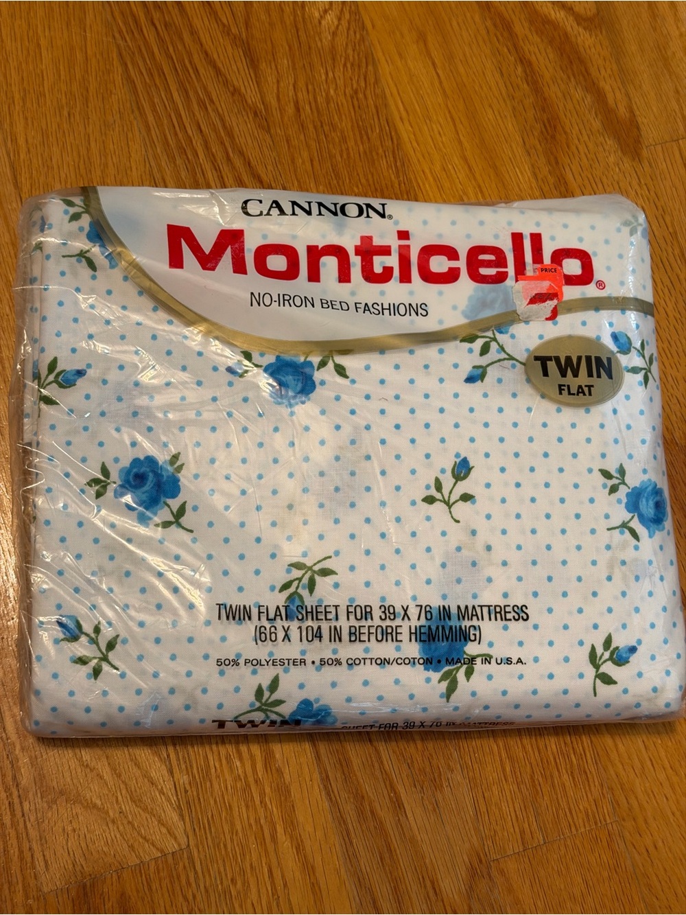🆕 Cannon Monticello twin flat sheet 50/50 Flat Sheet blue roses “Rose Dream”